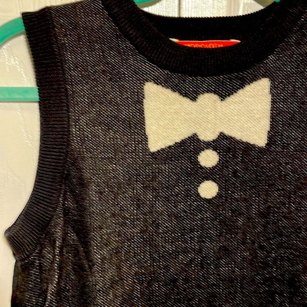 Modcloth Black Sweater Vest with White Bow Detail - Picture 2 of 3